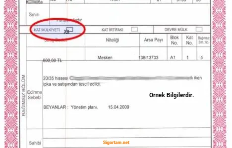 Kat Mülkiyeti Tapusu 