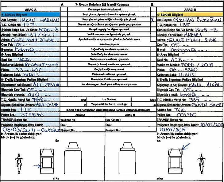 Kaza tespit tutanağı örneği